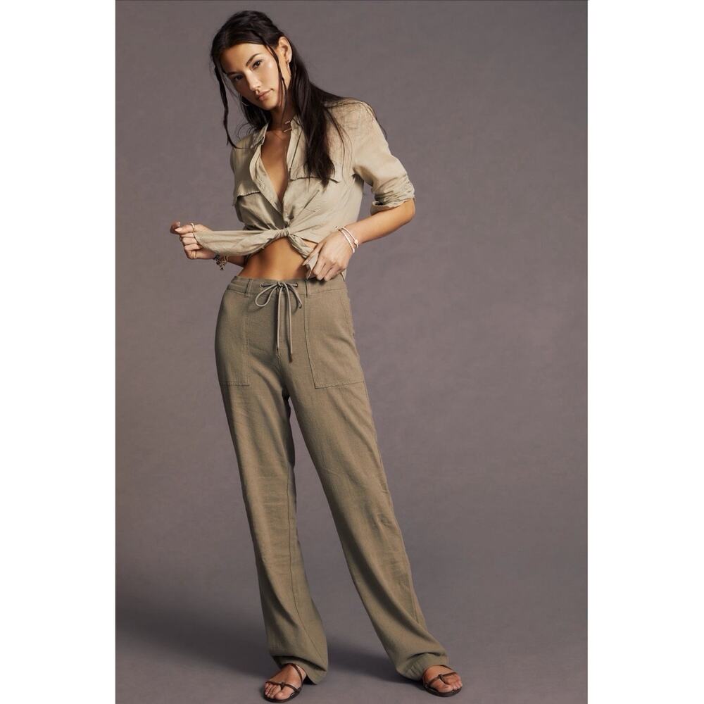 Sanctuary Sunset Linen Blend Pants in Trail Green - Size 30 - Picture 2 of 12